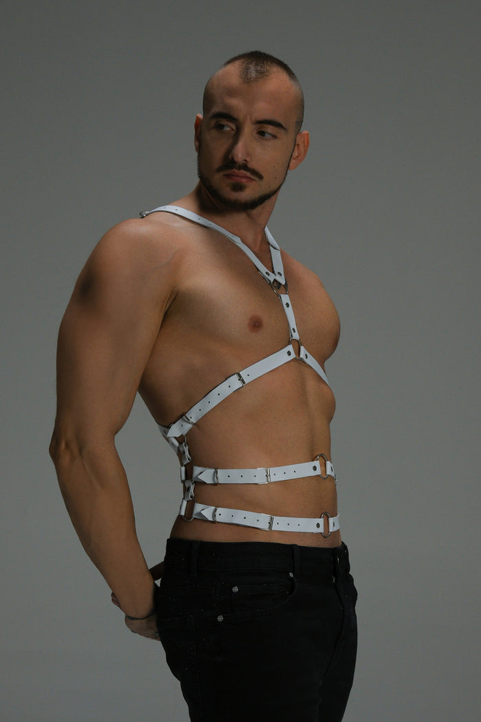 Men’s Leather Bondage Harness – Handmade Multi-Strap Body Harness – Matte (view 1)
