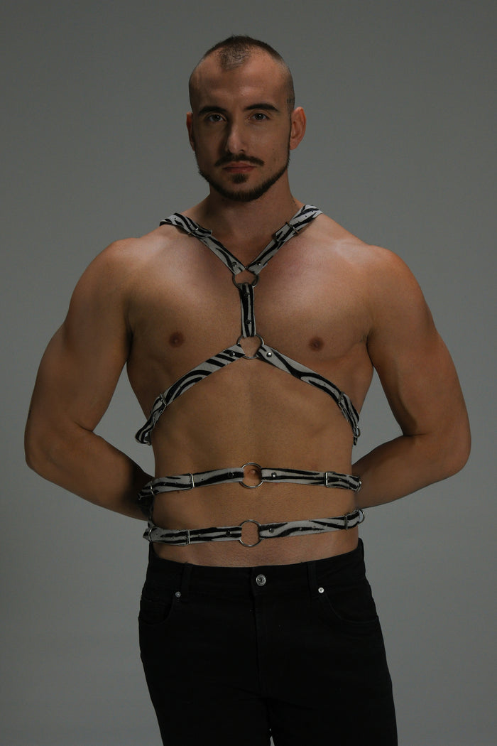 Men’s Leather Bondage Harness – Handmade Multi-Strap Body Harness – Animal (view 1)