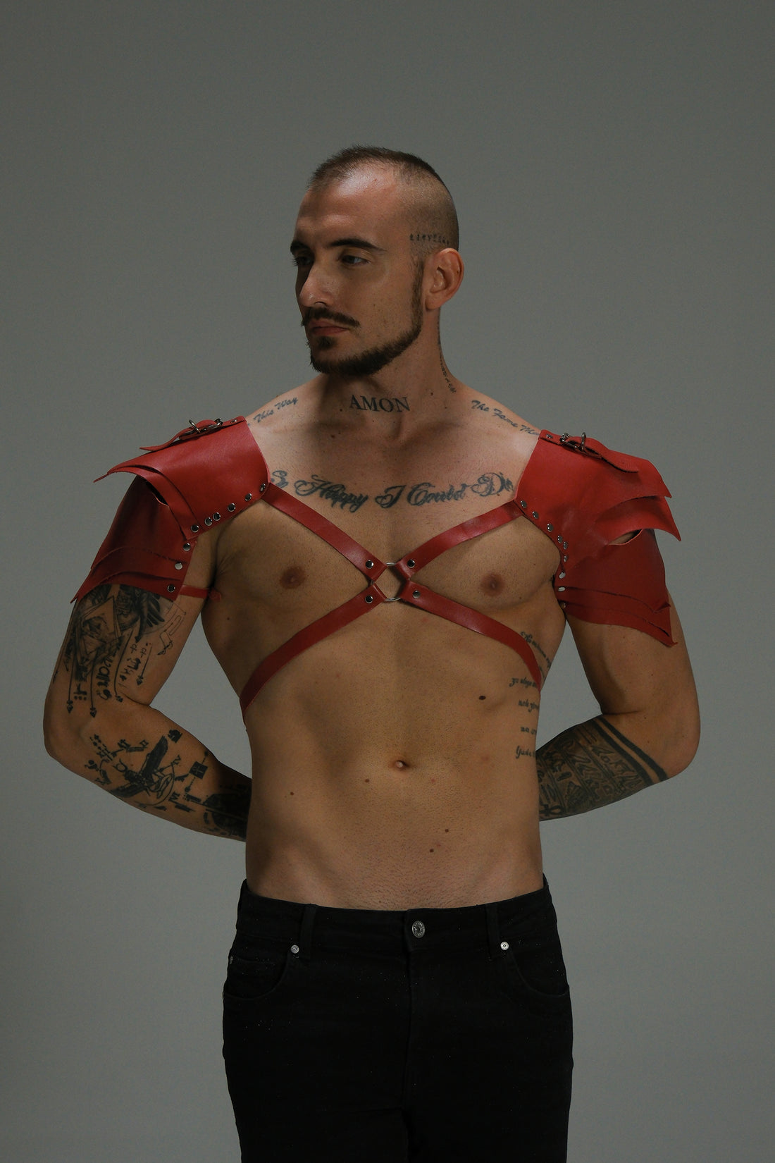 Leather Shoulder Harness – Handmade Luxury Shoulder Wing Bondage Harness – Matte Collection (view 3)