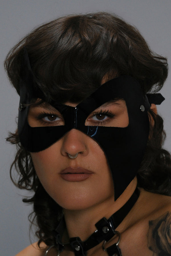 Leather Half Mask | Handmade Luxury Fetish Accessory - Glossy
