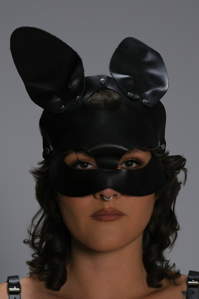 Leather Bunny Mask – Handmade Luxury Fetish Accessory - Matte (view 1)