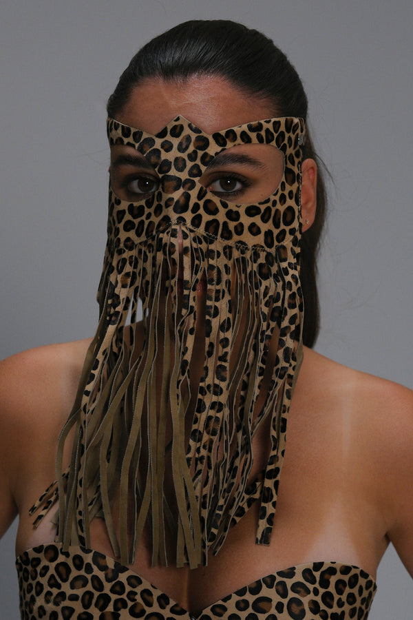 Leather Fringe Mask | Handmade Luxury Fetish Accessory - Animal
